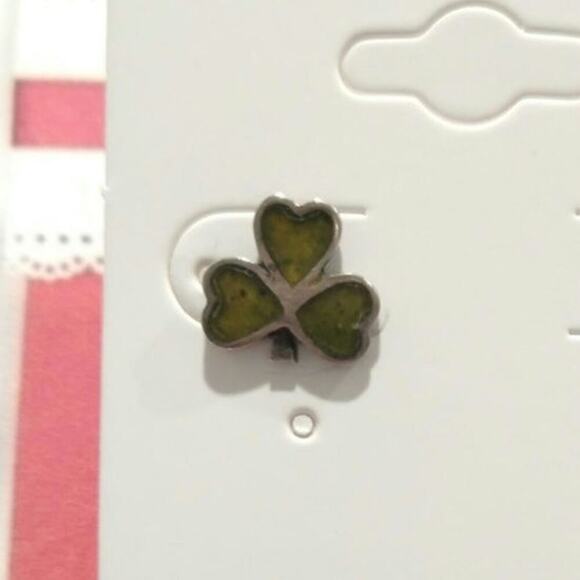 Shamrock Tie Tack 925 Sterling Silver With Green Enamel Vintage Irish Clover - Picture 4 of 11